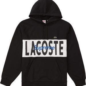 Supreme LACOSTE Logo Panel Hooded Sweatshirt Black